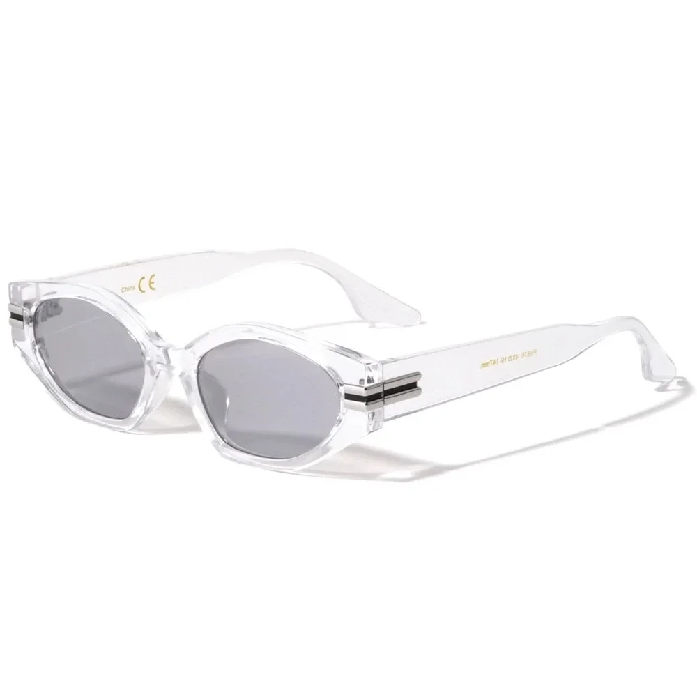 Clear Frame Mirror Lens Oval Sunglasses Trendy Fashion Designer UV400 Protection